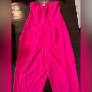 Hot Pink Strapless Express Jumpsuit